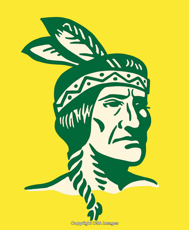 Green Illustrative Art of a Traditional Tribal Figure on Yellow Background