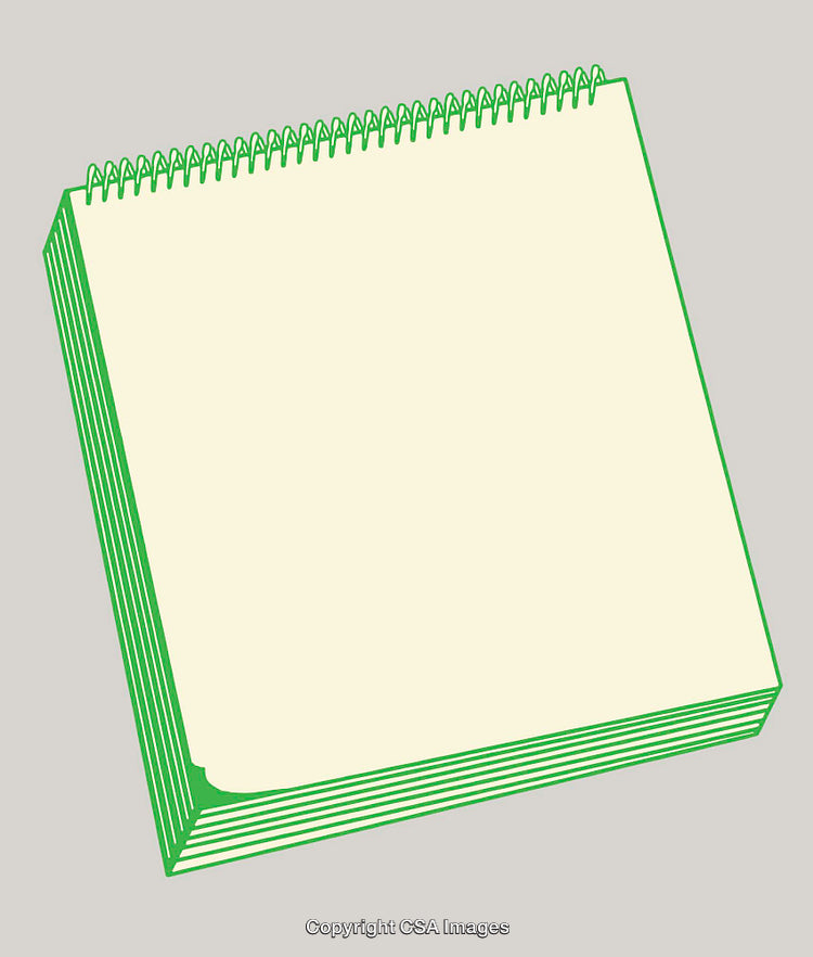 Illustration of a Spiral-Bound Notebook with Green Edges