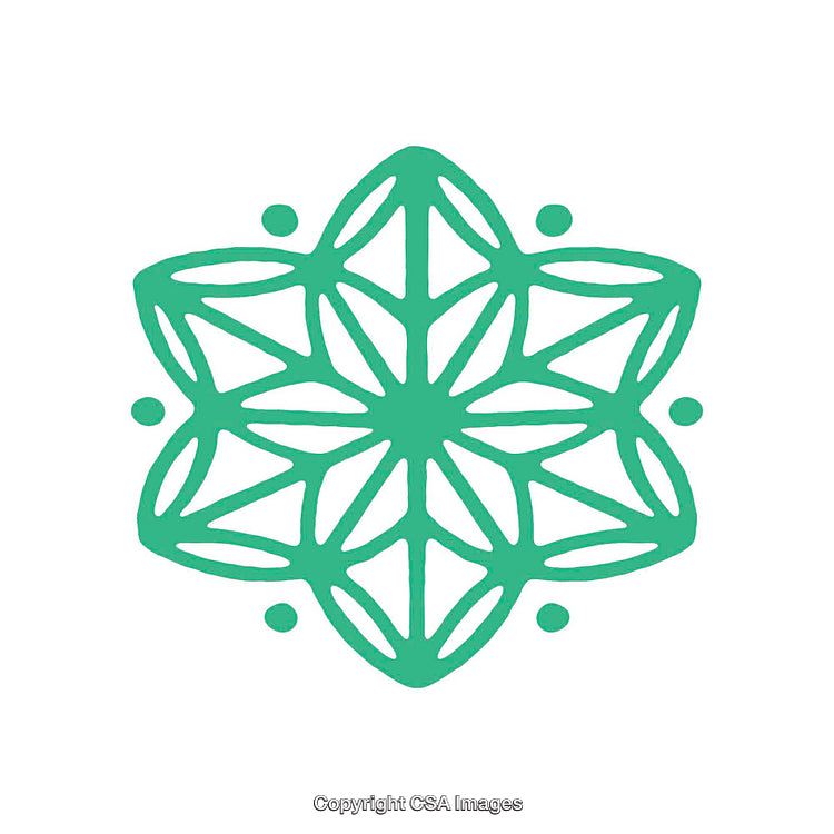 Stylized Green Geometric Flower Design with Intricate Details