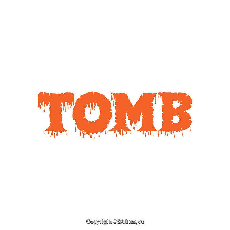Dripping Orange Font Display of the Word 'Tomb' with a Bold Design