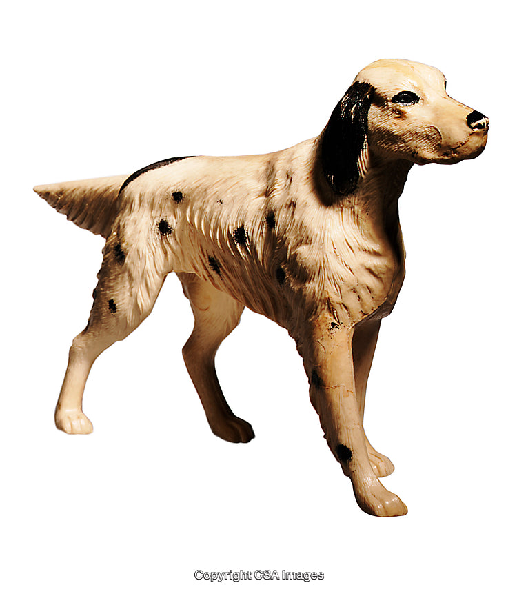 Figurine of a Detailed Dog Model in a Standing Pose Isolated on White