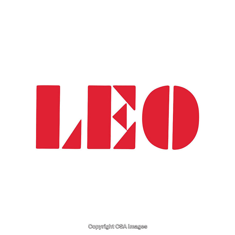 Bold Red LEO Text Design Featuring Unique Geometric Letter Shapes