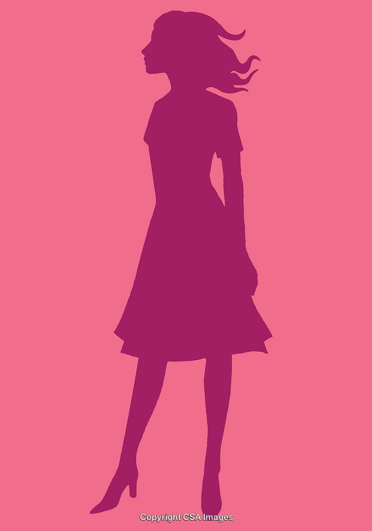 Silhouette Illustration of a Stylish Woman in Vibrant Pink Tones