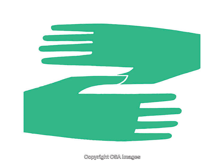 Simple Green Hands Icon Representing Unity and Cooperation on White Background