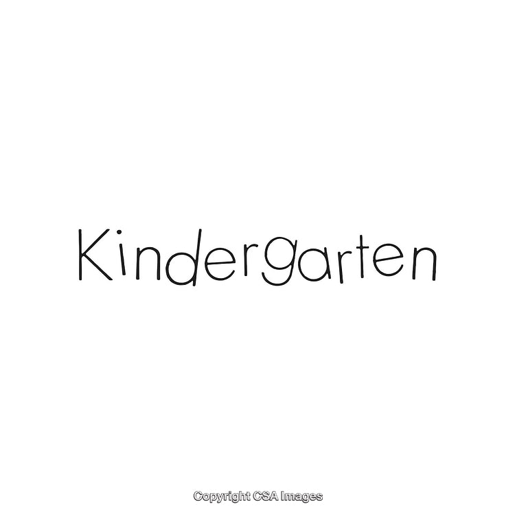 Kindergarten Word in Fun Child-Friendly Handwriting Style on White Background