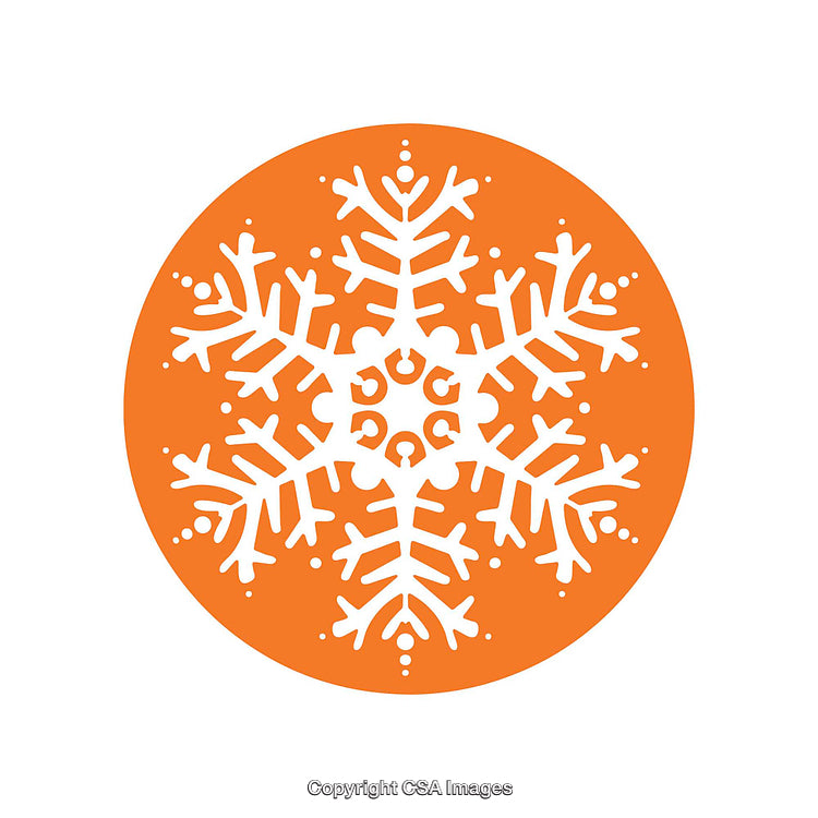 Orange Circle With White Snowflake Design Symbolizing Winter and Festive Season