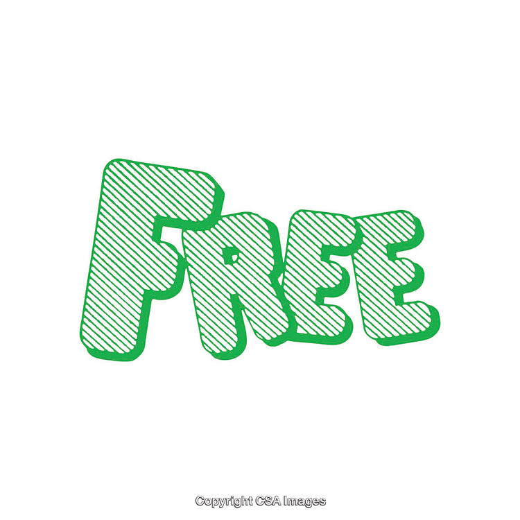 Green Text Illustration of the Word Free on White Background