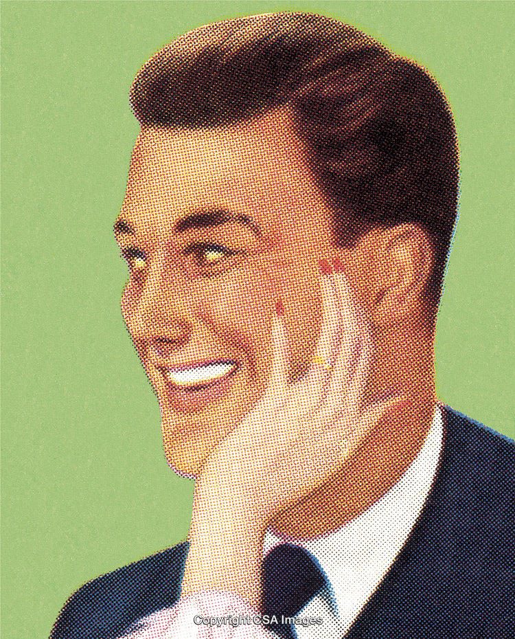 Vintage Illustration of Smiling Businessman With a Pop Art Style
