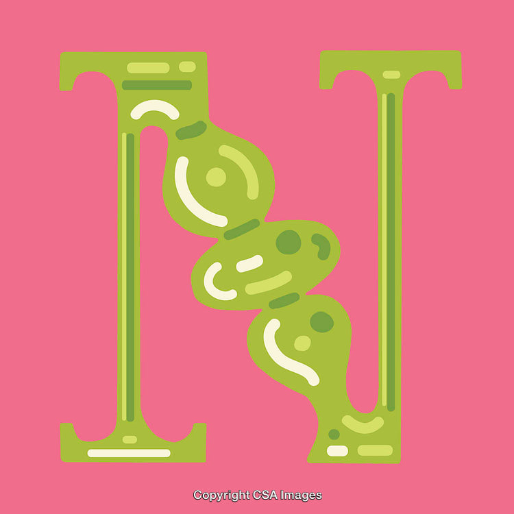 Creative Green Letter N Design with Pink Background Decor