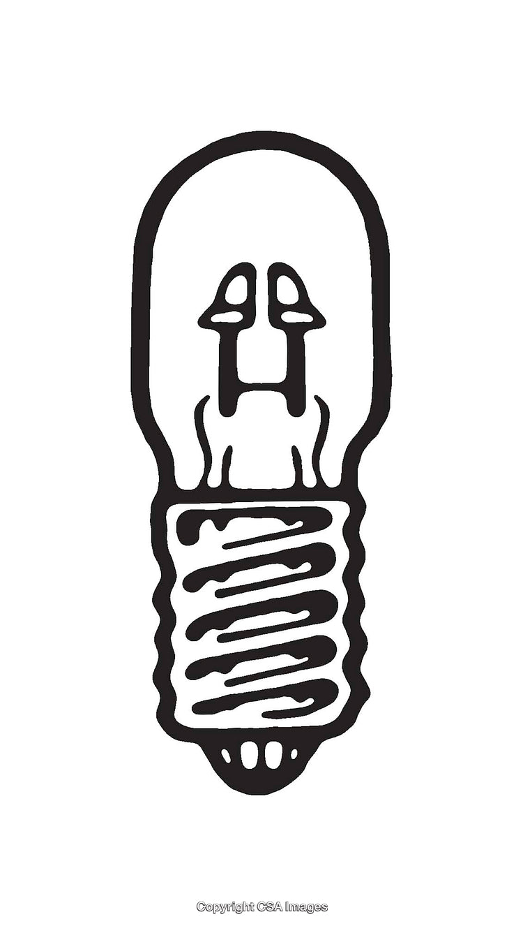 Black and White Line Art Illustration of a Light Bulb Symbol