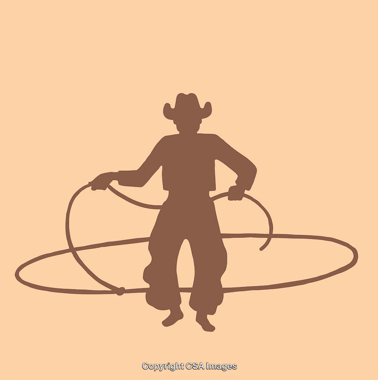 Silhouette of a Cowboy With a Lariat in Circular Motion