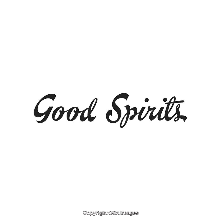 Stylish Calligraphy Text Reading Good Spirits on White Background