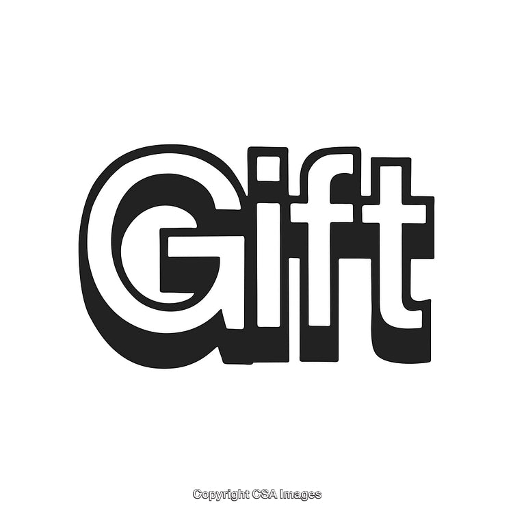 Black and White Typographic Graphic of the Word Gift in Bold Style