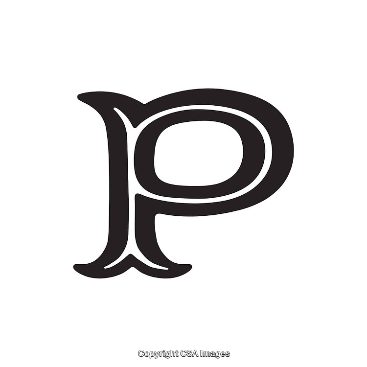Artistic Illustration of a Stylized Bold Letter P in Black