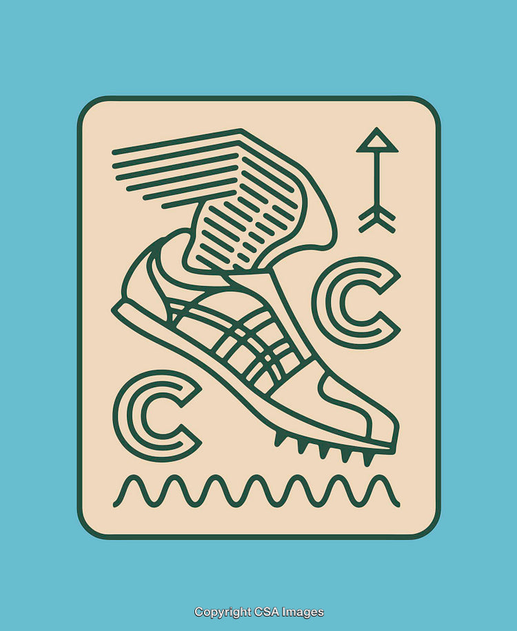Stylized Line Art Footwear and Winged Representation for Athletic Themes