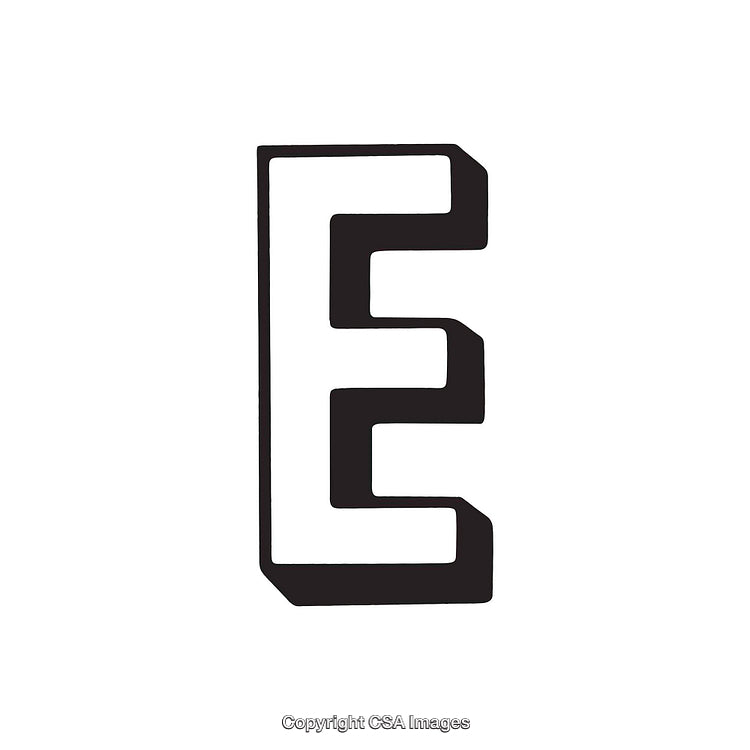 Stylized Black Letter E in Bold Serif Typography Design