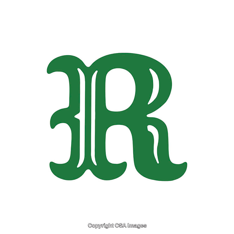 Elegant Green Ornamental Letter R Design on White Background