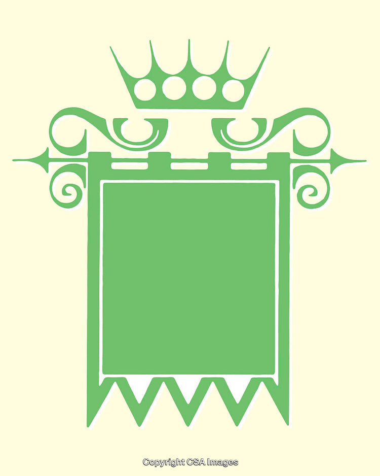 Elegant Green Vintage Shield Emblem with Decorative Crown Design