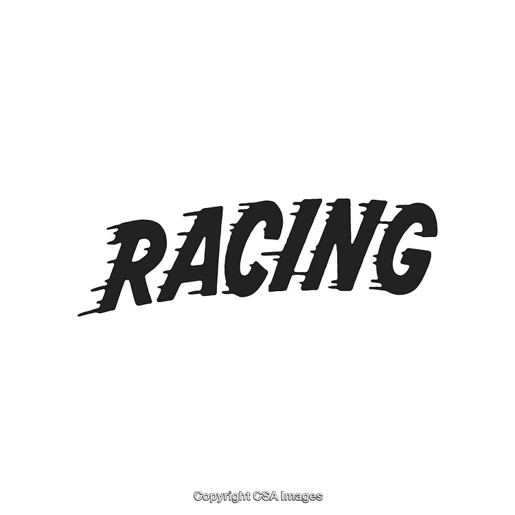 Dynamic Racing Logo with Bold Black Typography and Motion Effect