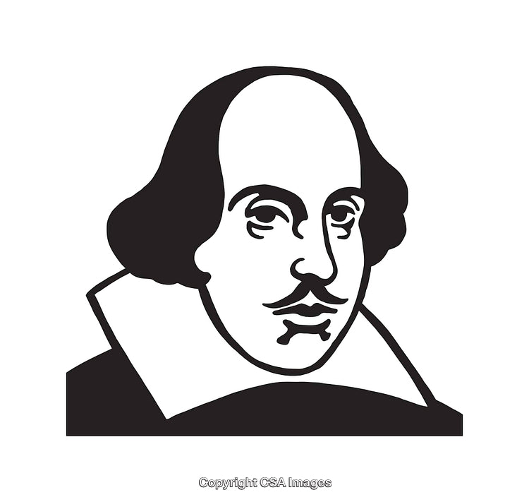 Black and White Line Art of a Historical Literary Individual