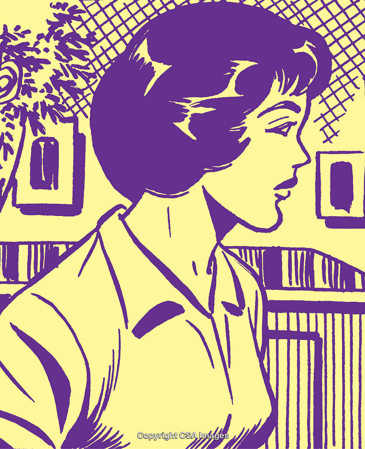 Artistic Pop Art Style Silhouette of a Woman in Retro Design