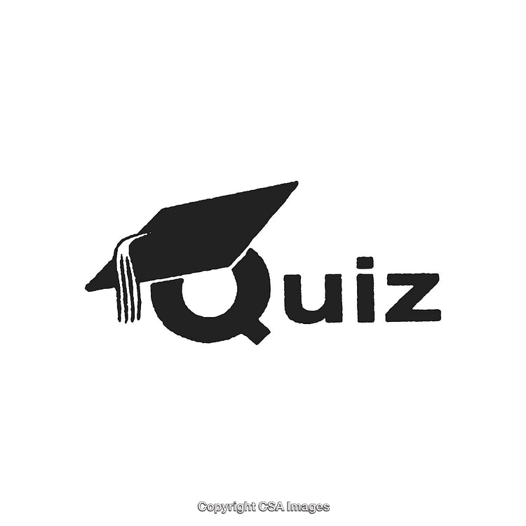 Creative Quiz Logo with Graduation Cap Silhouette Over White Background