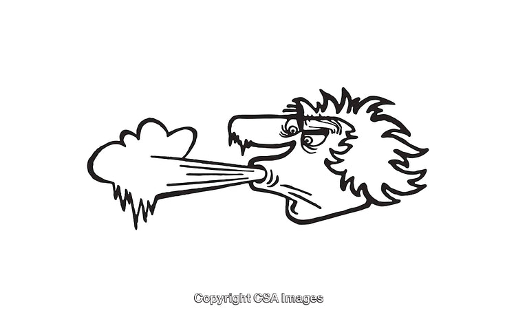 Black and White Line Art Illustration of Cold Air Exhale