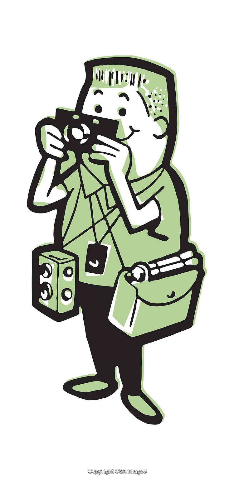 Charming Retro Illustration of a Photographer Capturing Moments With Accessories