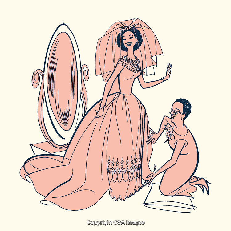 Bride Getting Fitted for Her Wedding Dress in a Stylish Studio