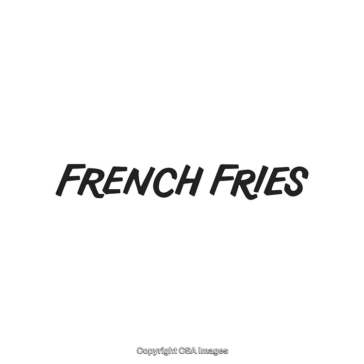 Modern Typeface Depicting 'French Fries' in Bold Stylized Lettering on White Background