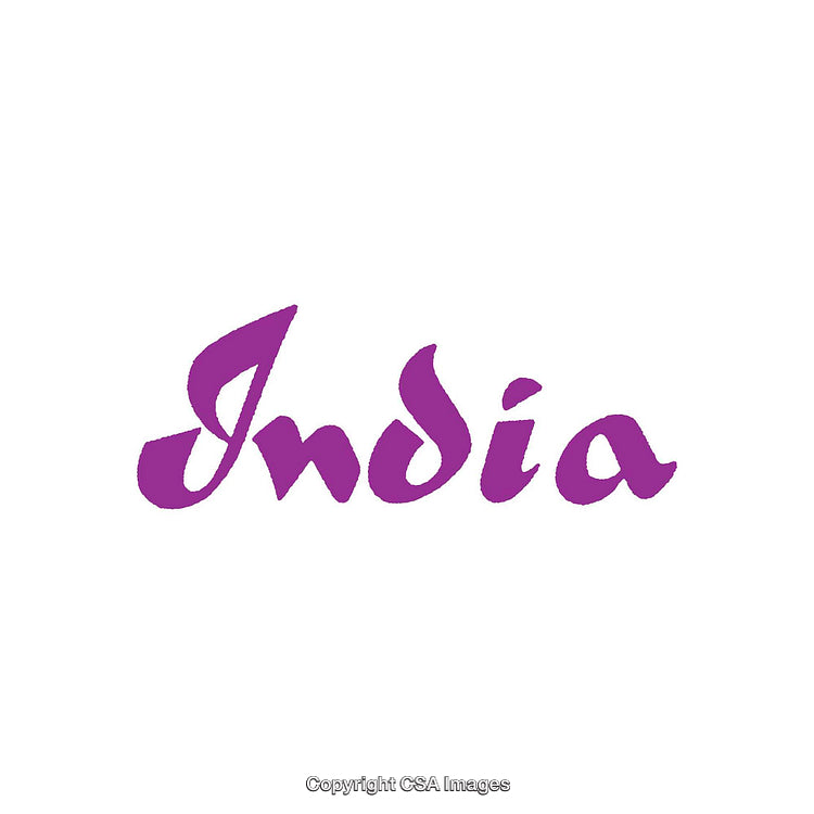 Purple Calligraphy of the Word 'India' on a White Background