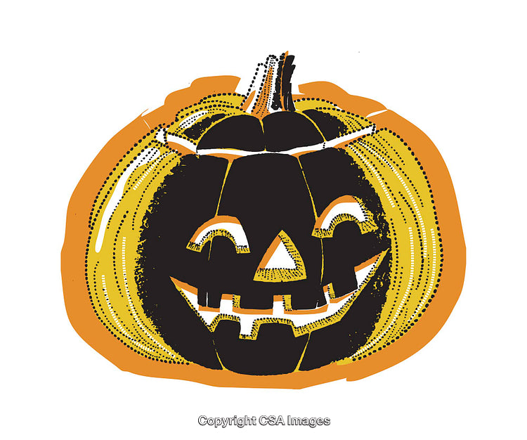 Colorful Illustration of a Jack-O'-Lantern Pumpkin for Halloween