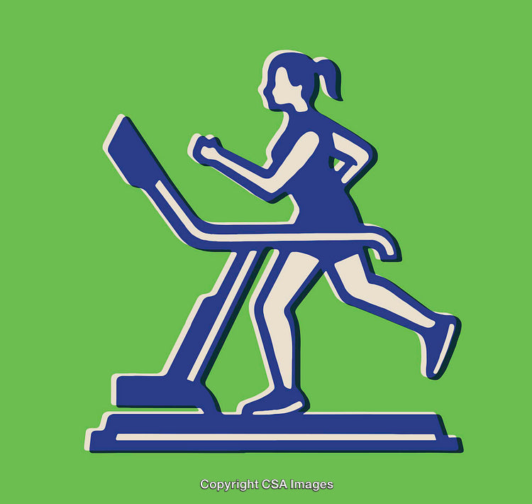 Minimalist Illustration of a Person Running on a Treadmill