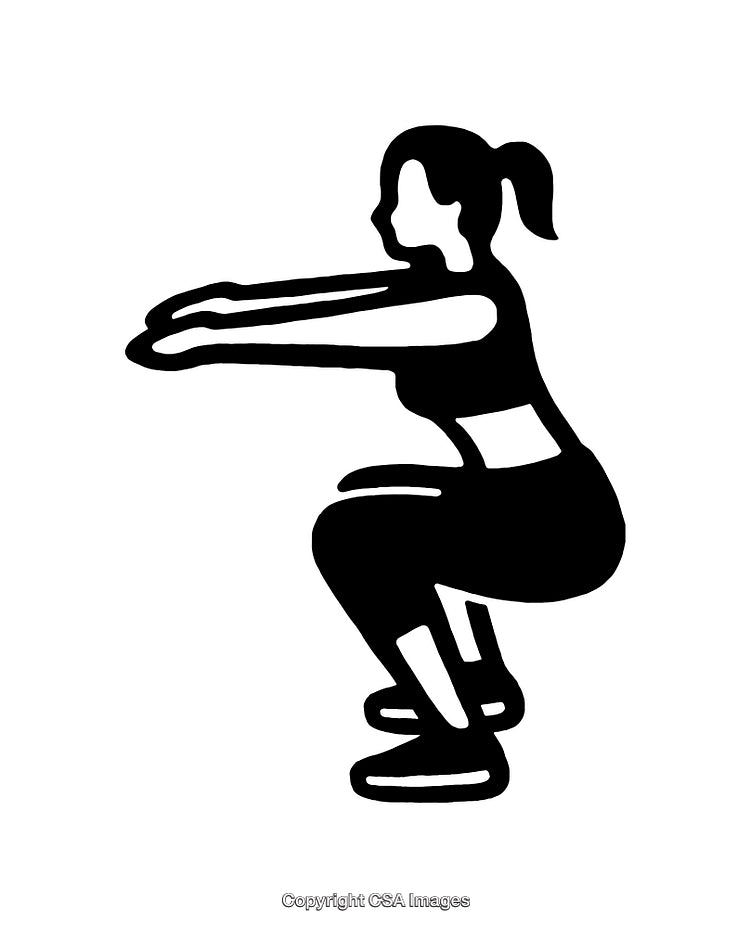 Silhouette Illustration of a Woman Doing a Squat Exercise
