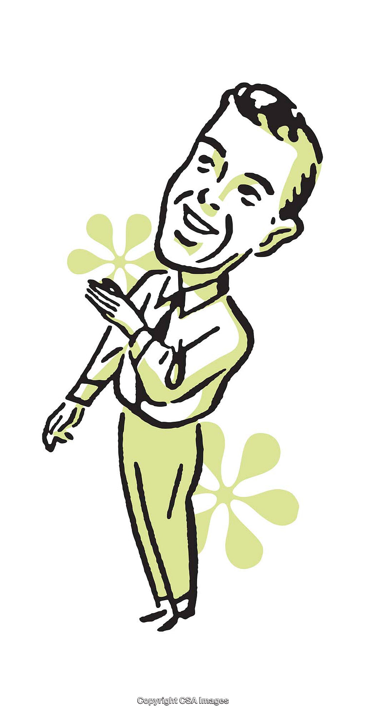 Retro Style Illustration of Smiling Person Clapping with Retro Design