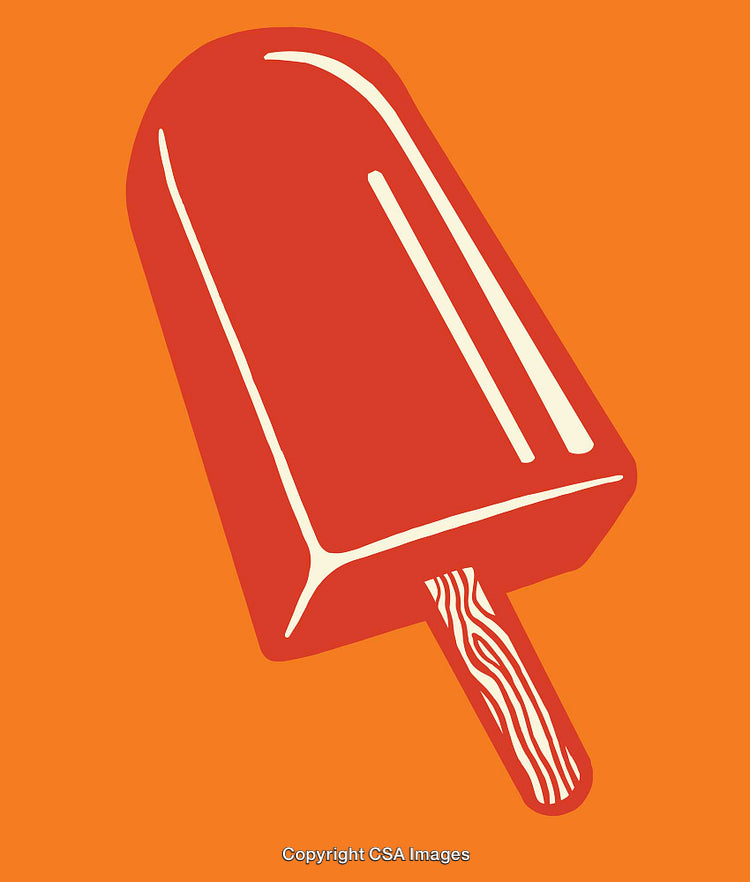 Colorful Graphic of a Popsicle on Vibrant Orange Background