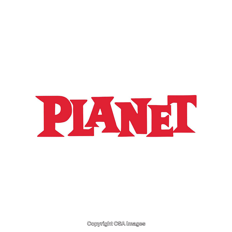 Bold Red Planet Text on a White Background