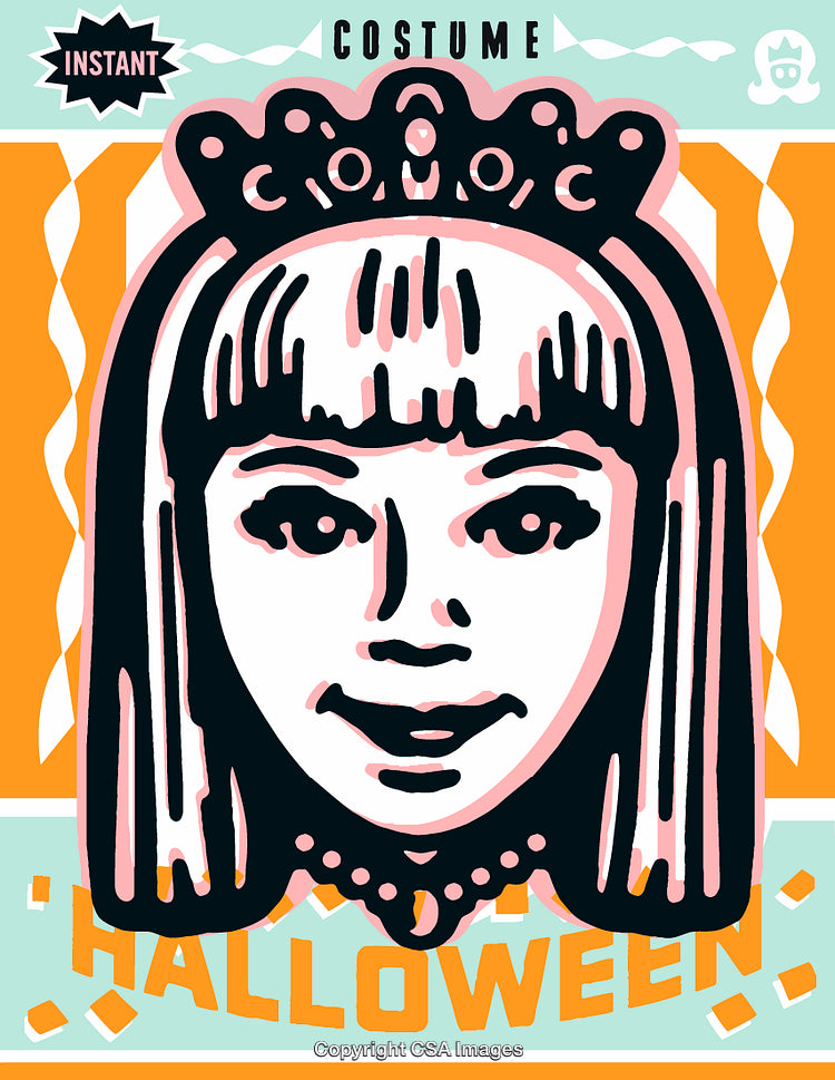 Retro Style Halloween Costume Illustration with Artistic Design Elements