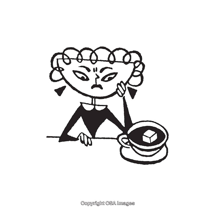 Stylized Line Art of a Person with a Cup of Coffee