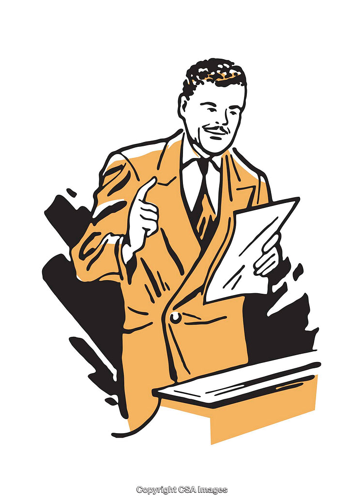 Illustration of a Businessman Giving a Presentation or Speech