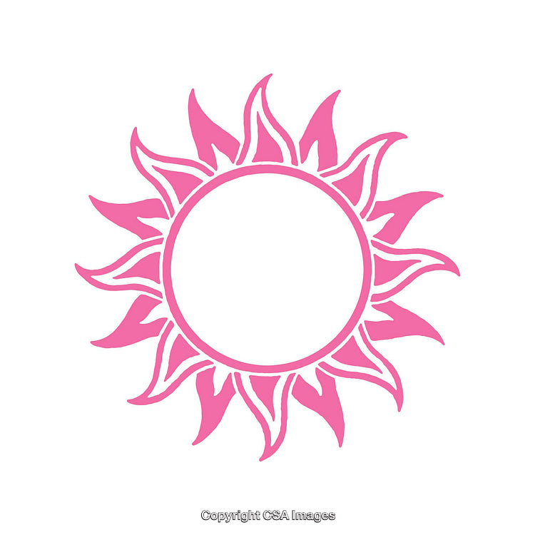 Pink Sun Symbol Illustration with Decorative Flame Design