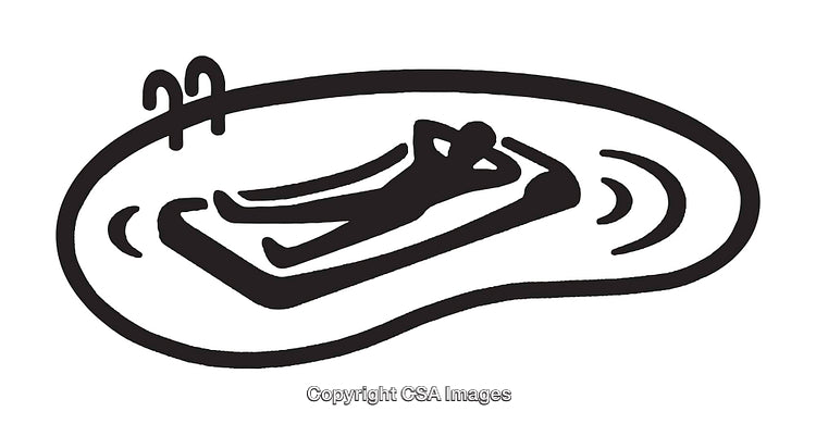 Minimalist Line Art Illustration of Relaxing in a Swimming Pool with Lounger