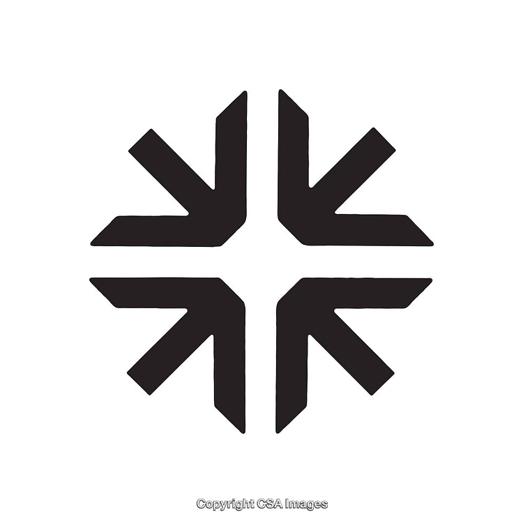 Geometric Black and White Symbol With Arrows and Cross Design