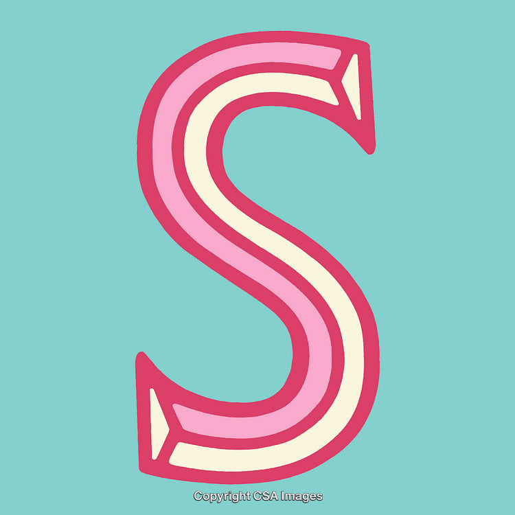 Playful Retro-Style Letter S on Vibrant Solid Background