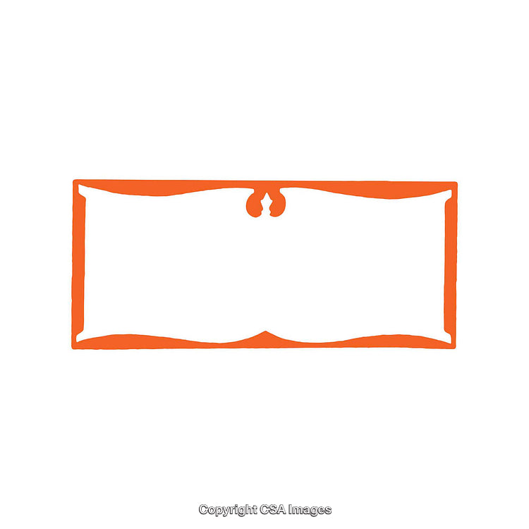 Orange Decorative Frame with Elegant Shape Design Against White Background