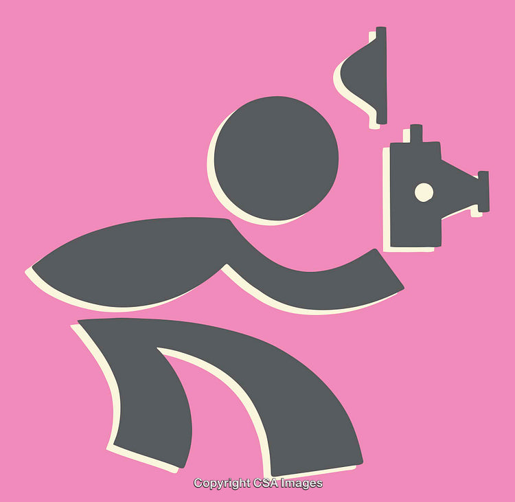 Abstract Line Art Illustration of a Photographer Using a Camera