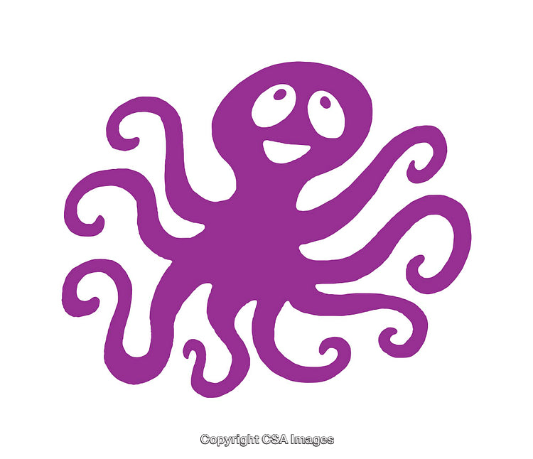 Purple Cartoon Octopus Icon with Playful and Happy Expression