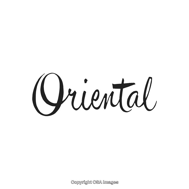 Elegant Handwritten Calligraphy Spelling the Word 'Oriental' in Black Ink