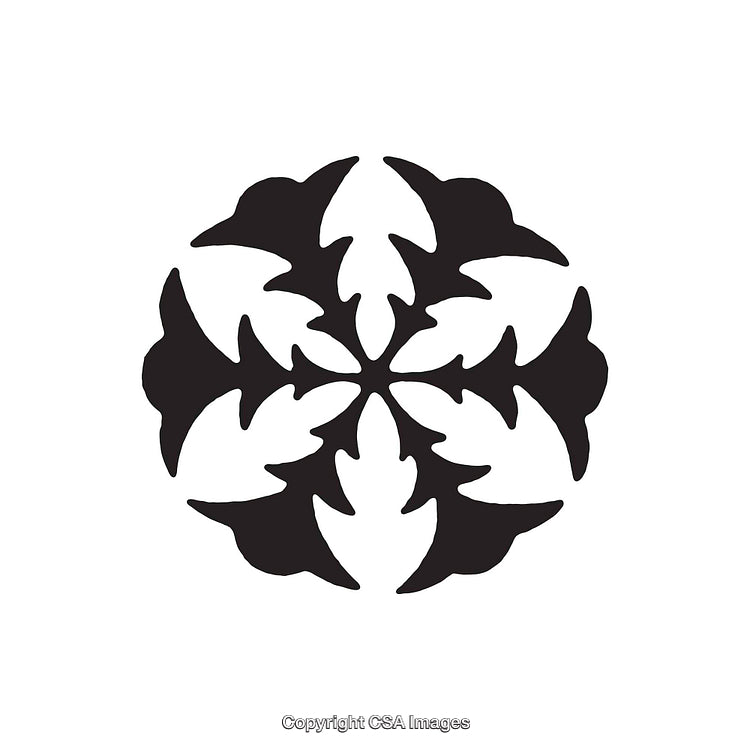 Abstract Symmetric Black and White Dolphin Pattern Design