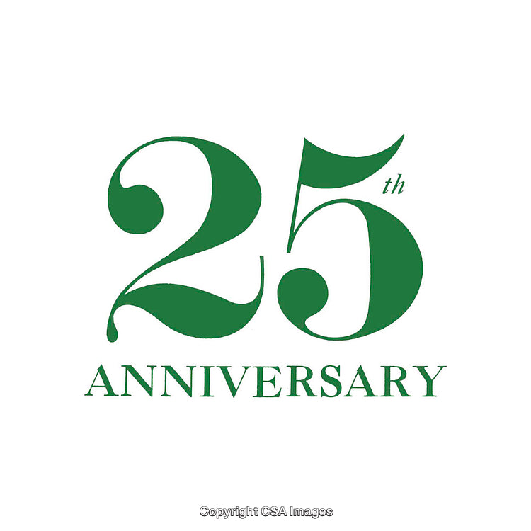 Elegant 25th Anniversary Celebration Design in Green Typography on White Background